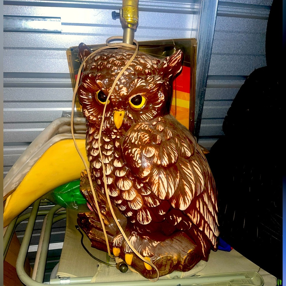 Antique ceramic owl table lamp